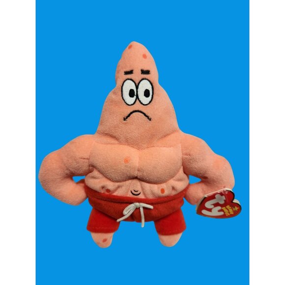 Muscle Man Patrick Star Ty Beanie Baby Plush Toy 6" SpongeBob Collectors Item - Picture 1 of 10